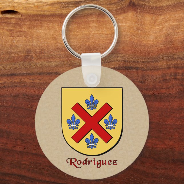 Porte-clés Nom de famille espagnol Rodriguez Bouclier histori (Recto)