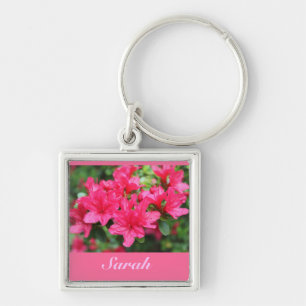 Porte-clés nom de fleurs d'azalée roses magnifique