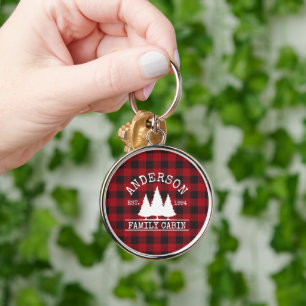 Porte-clés Nom de la famille de Plaid de Red Buffalo Cabine