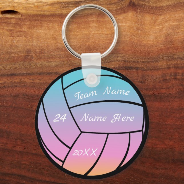 Porte-clés Nom de l'équipe personnalisée Pink Purple volleyba (Recto)