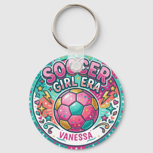 Porte-clés Nom de l'ère de la footballeuse rose