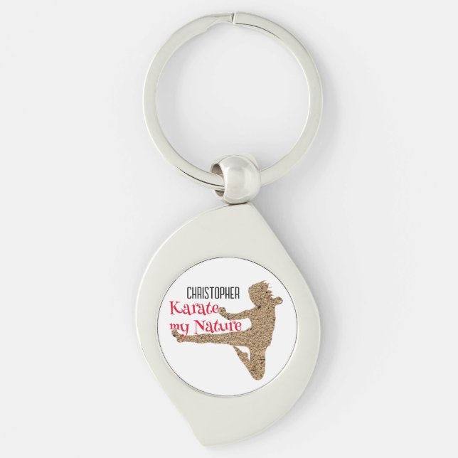 Porte-clés Nom de sable rouge Silhouette Japon Karate (Devant)