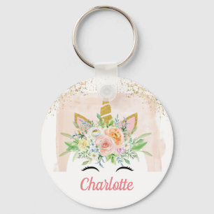 Porte-clés nom de scintillement de coutume d'or d'ANG de rose