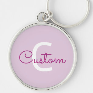 Porte-clés Nom de script & monogramme Magenta & Violet clai