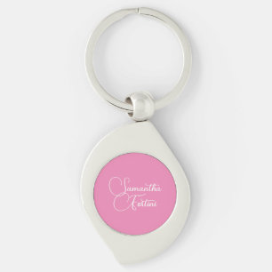 Porte-clés Nom d'écriture minimaliste professionnelle rose