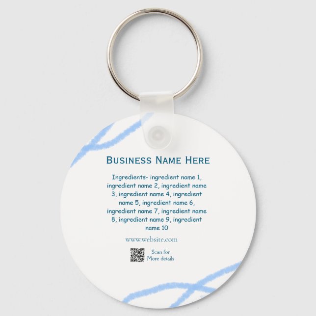 Porte-clés Nom d'ingrédient ajouter nom d'entreprise site Web (Recto)