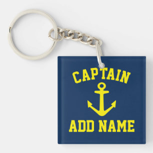 Porte-clés Nom du capitaine de bateau personnalisé ancre mari