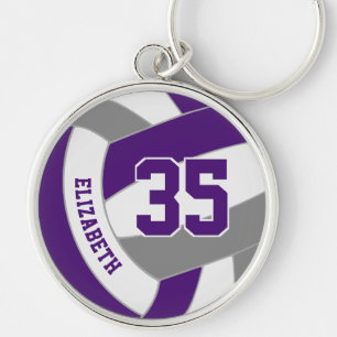Porte-clés nom du joueur équipe violet gris couleurs volley-b