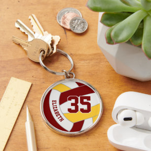 Porte-clés nom du joueur sur mesure maroon or volleyball