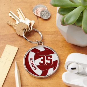 Porte-clés nom du joueur sur mesure maroon volleball