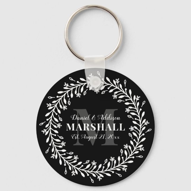 Porte-clés Nom du monogramme de couronnes de couple mariées à (Recto)