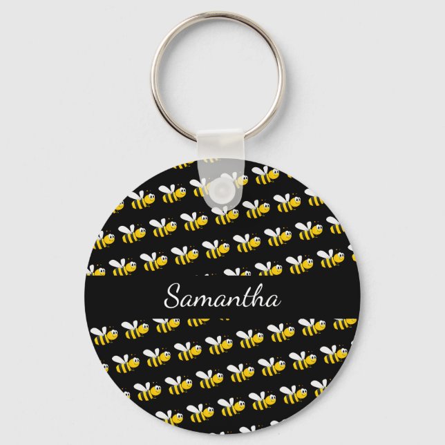 Porte-clés Nom du monogramme des abeilles Blac (Recto)