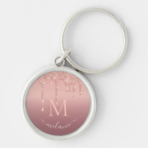 Porte-clés Nom du monogramme Rose Parties scintillant de Gol