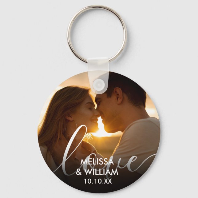 Porte-clés Nom Et Date Personnalisés Photo (Recto)