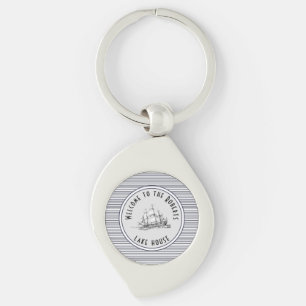 Porte-clés Nom et Étiquette Vintage de la bande bleue de la m