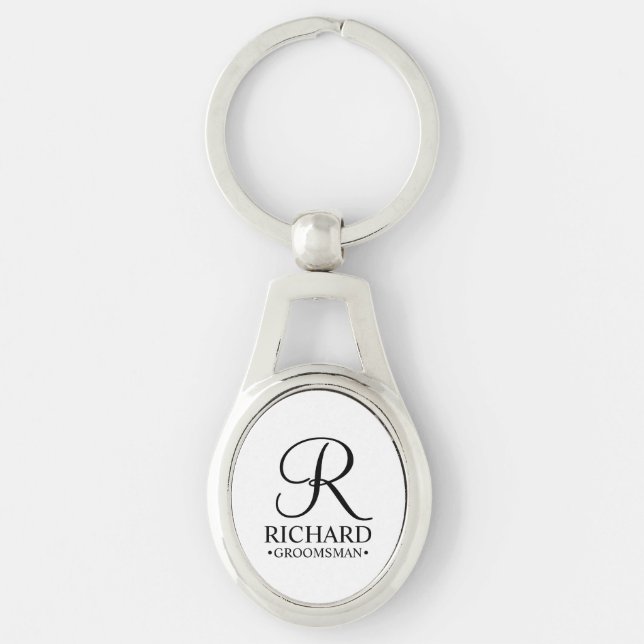 Porte-clés Nom et monogramme du Groomsman personnalisé (Devant)