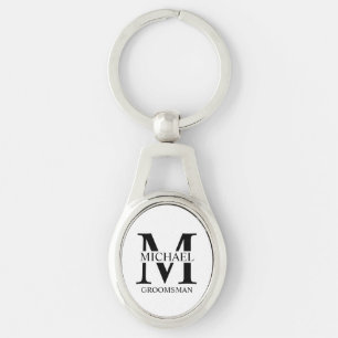 Porte-clés Nom et monogramme du Groomsman personnalisé