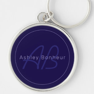 Porte-clés Nom et prénom modernes avec monogramme