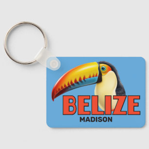 Porte-clés Nom et texte personnalisés BELIZE Toucan