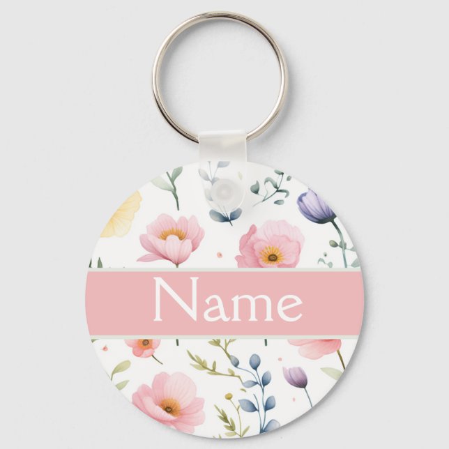 Porte-clés Nom floral personnalisé (Recto)