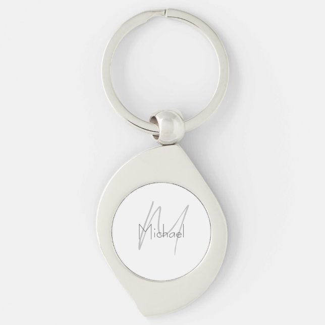 Porte-clés Nom moderne minimaliste monogramme (Devant)