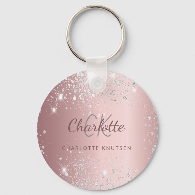 Porte-clés Nom monogramme de poussière de parties scintillant (Recto)