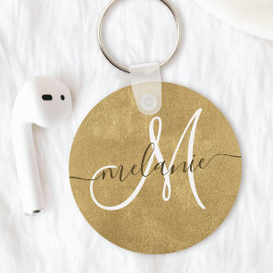 Porte-clés Nom Monogramme personnalisé Écriture manuscrite Go