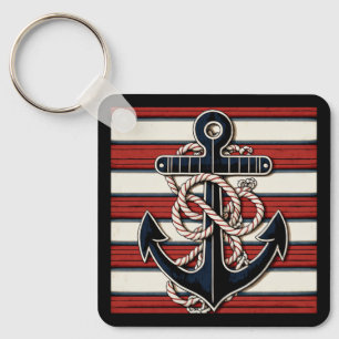 Porte-clés Nom personnalisé Ancre nautique