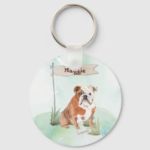 Porte-clés Nom personnalisé Anglais Bulldog Pet Chien