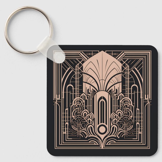 Porte-clés Nom personnalisé Art Déco (Recto)