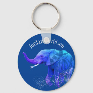 Porte-clés Nom personnalisé Art numérique animal éléphant mod