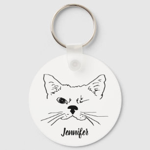 Porte-clés Nom personnalisé avec chat mignonne à winking