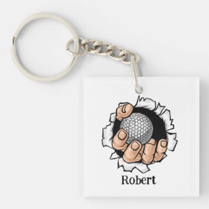 Porte-clés Nom personnalisé Balle de golf drôle