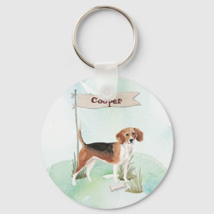 Porte-clés Nom personnalisé Beagle Chien de compagnie