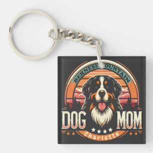 Porte-clés Nom personnalisé Bernese Mountain Dog Maman Vintag