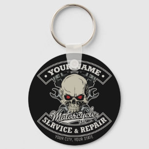 Porte-clés Nom personnalisé Biker Mécanique Skull Motorcycl
