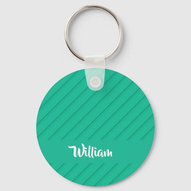 Porte-clés Nom personnalisé bleu diagonale plastique texturé (Recto)