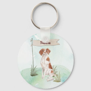 Porte-clés Nom personnalisé Brittany Pet Dog