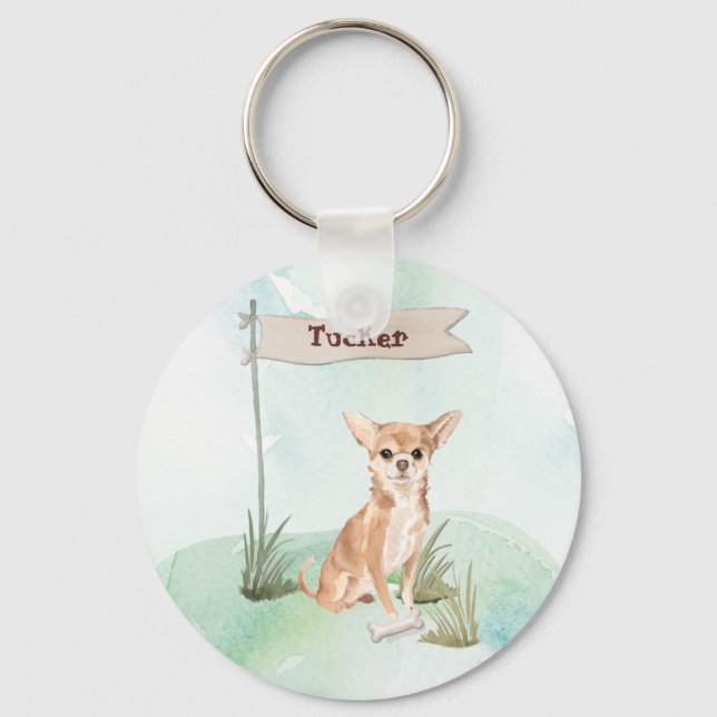 Porte-clés Nom personnalisé Chihuahua Chien animal de compagn (Recto)
