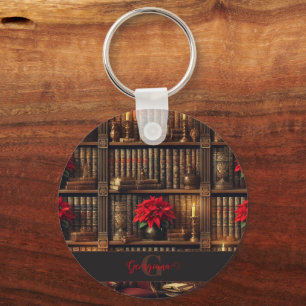 Porte-clés Nom personnalisé Dark Academia Poinsettia Librairi