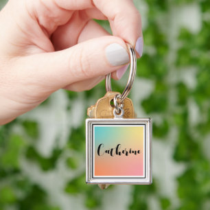 Porte-clés Nom personnalisé de dégradé Pastel minimal