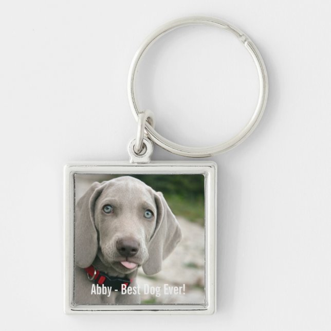 Porte-clés Nom personnalisé de photo de chien de Weimaraner (Devant)