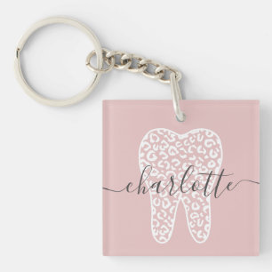 Porte-clés Nom personnalisé Dental Empreinte de léopard Doth 