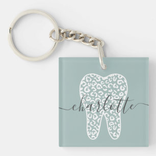 Porte-clés Nom personnalisé Dental Empreinte de léopard Doth 