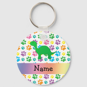 Porte-clés Nom personnalisé dinosaure arc-en-ciel pattes