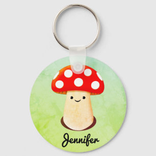 Porte-clés Nom personnalisé du dessin de champignons mignons