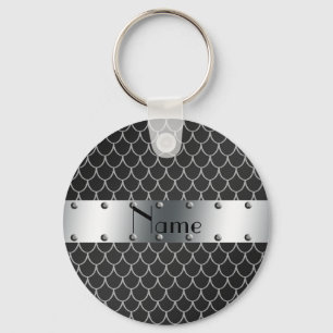 Porte-clés Nom personnalisé échelles de dragon noir