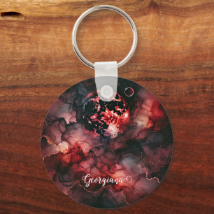Porte-clés Nom personnalisé Eerie Lune de sang Halloween Encr