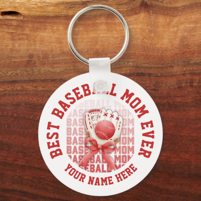 Porte-clés Nom personnalisé élégant de la MOM BASEBALL (Recto)