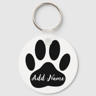 Porte-clés Nom personnalisé Empreinte de patte de chien